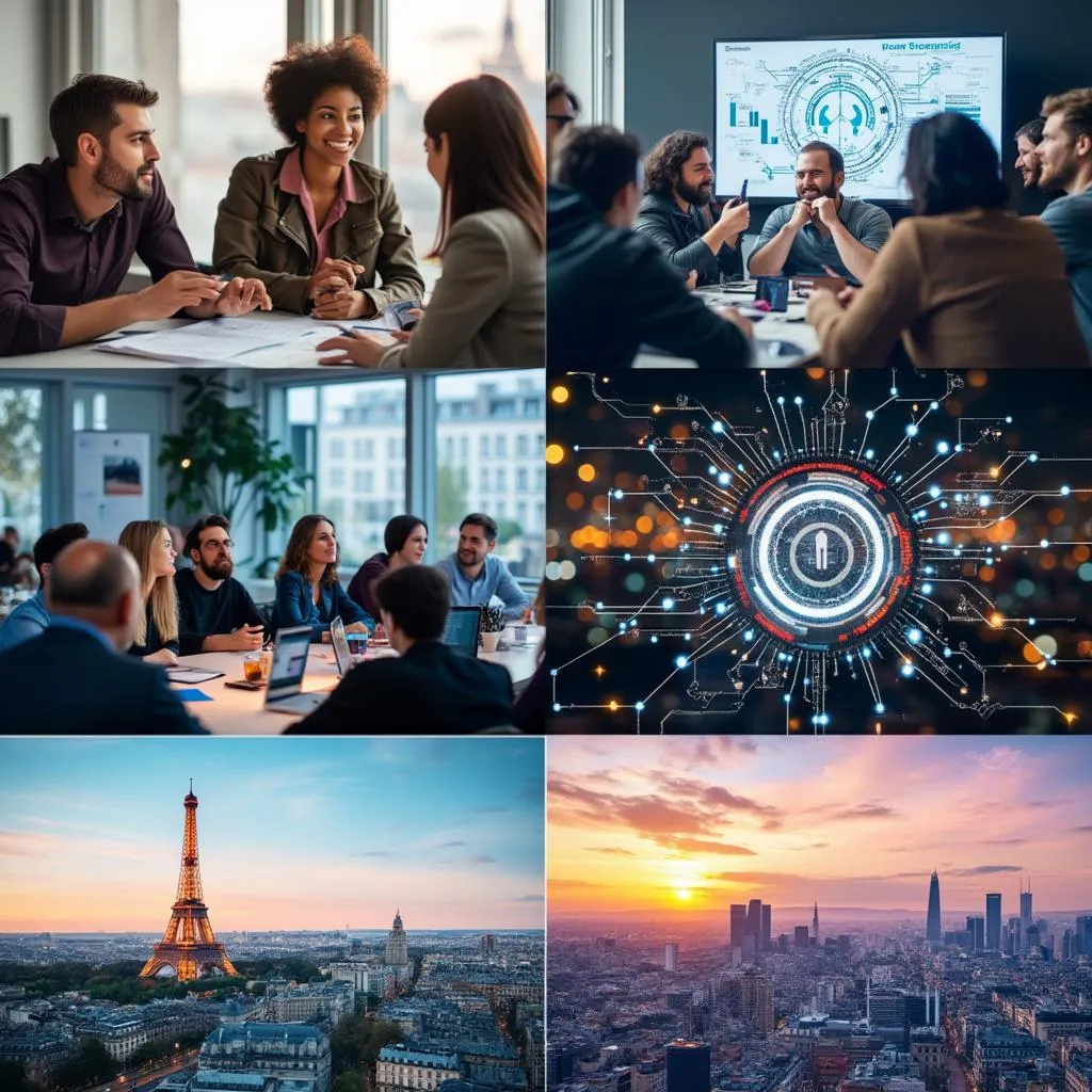 Montage d'images représentant l'évolution de FinTechIA France, de ses débuts à ses succès actuels.